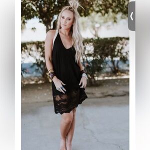 BNWOT Three Bird Nest black slip dress sz L